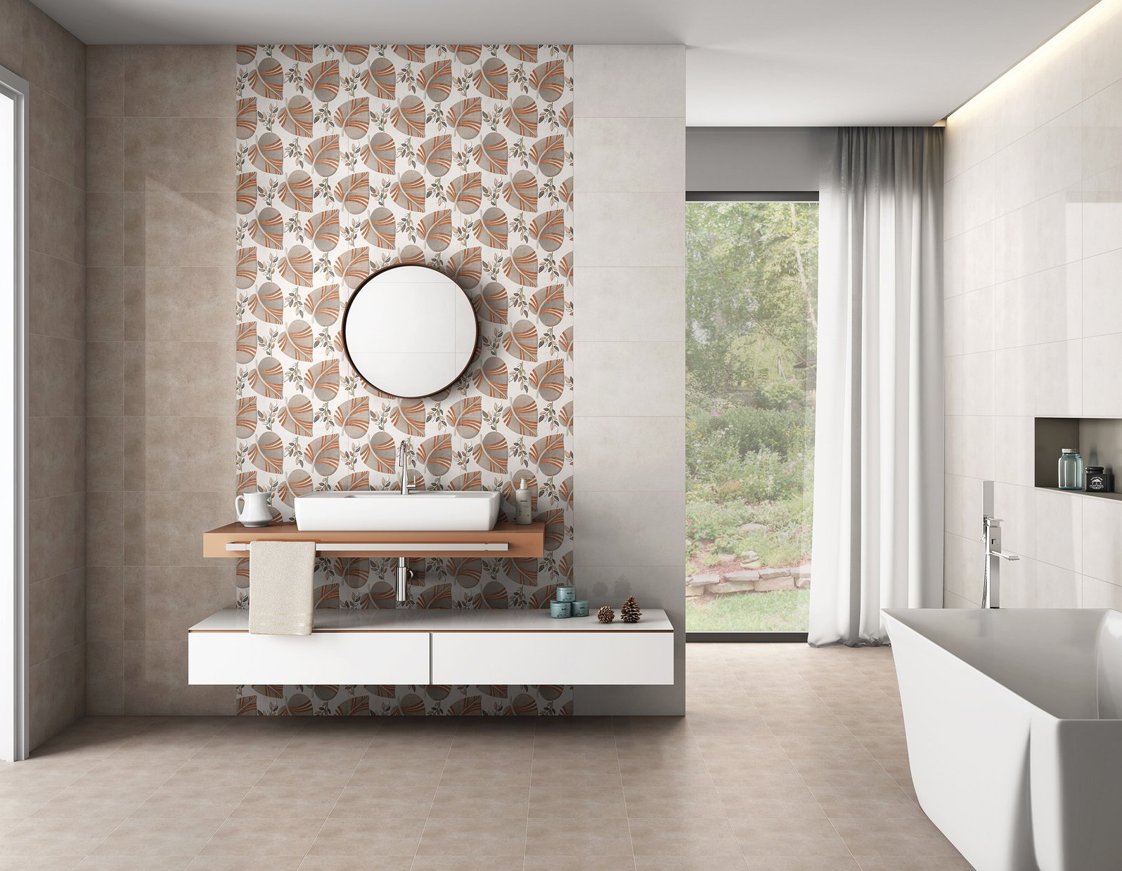 bodhi Beige tiles Modern style Bathroom Tiles