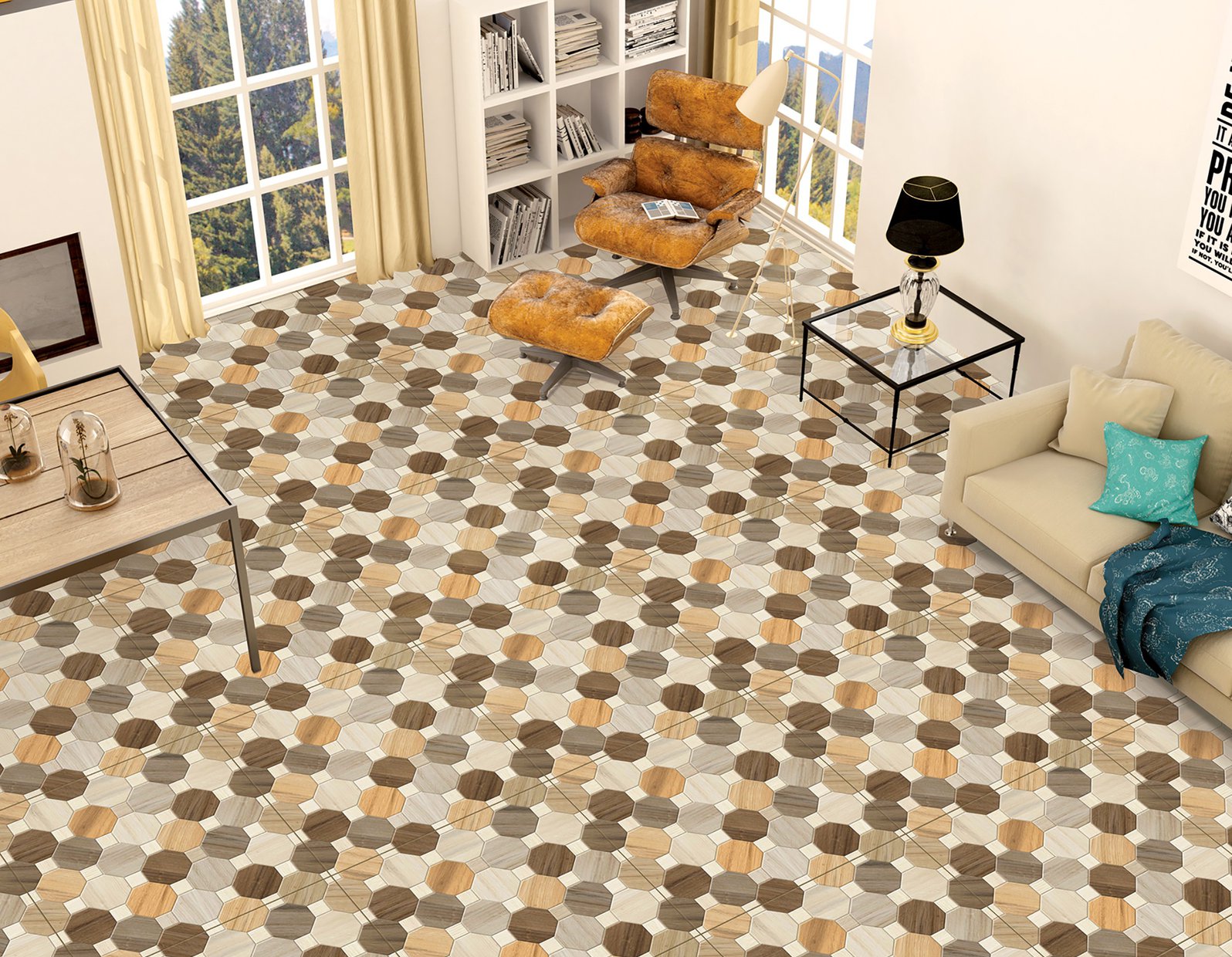 english Mix tiles Modern style Living room Tiles