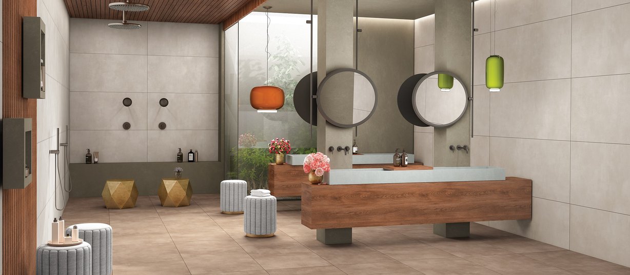 fantasy Beige tiles Modern style Bathroom Tiles