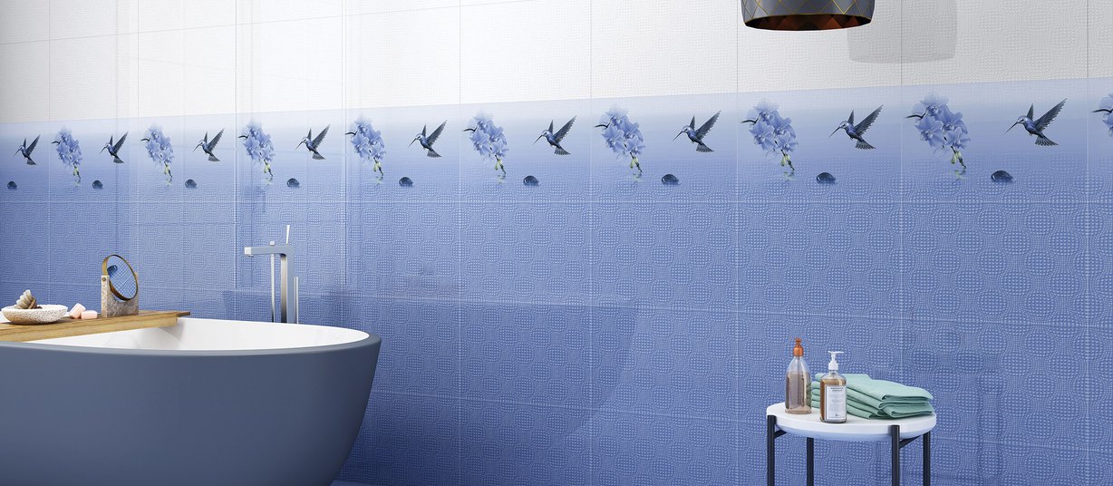 fizz Blue tiles Modern style Bathroom Tiles