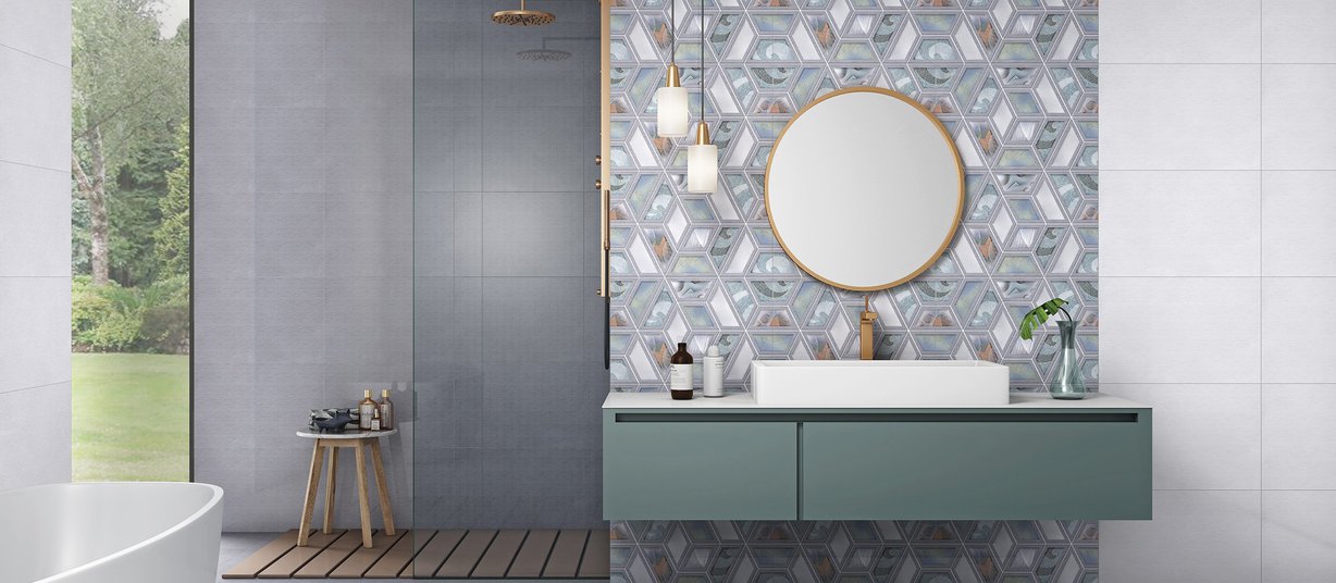 kozo Blue tiles Modern style Bathroom Tiles