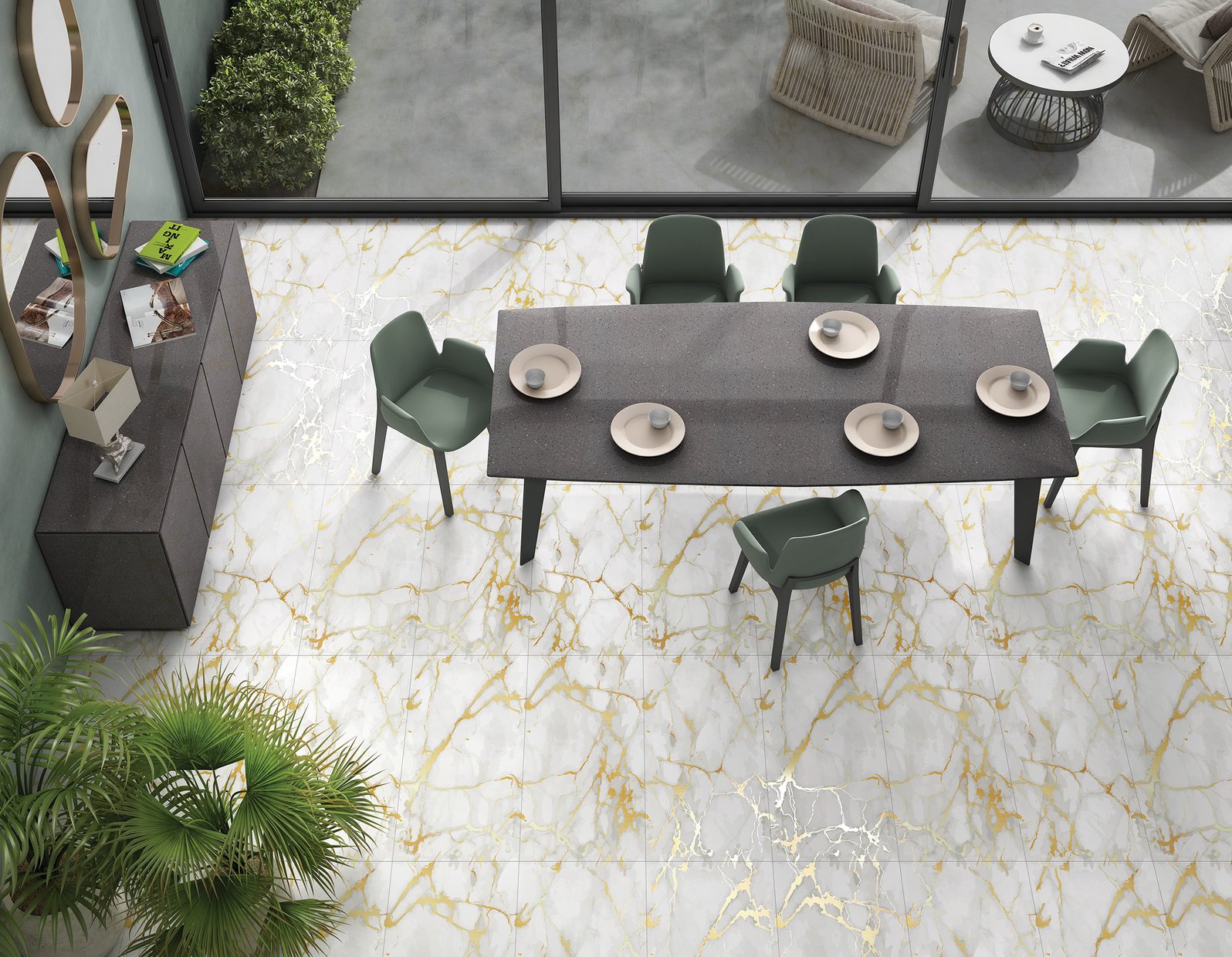 marvel White tiles Modern style Living room Tiles