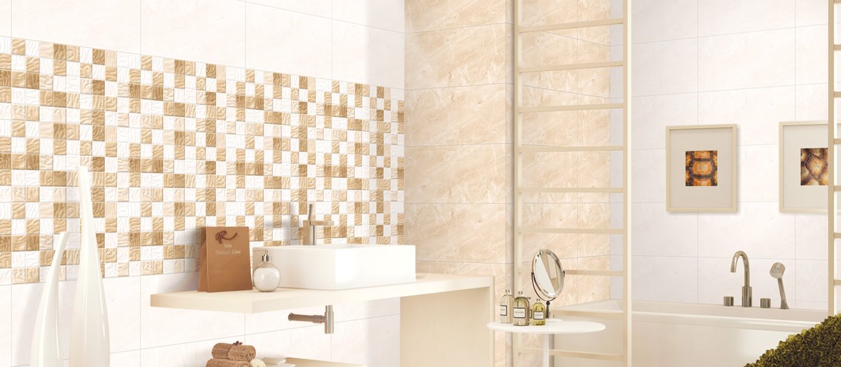 mistral Beige, Mix and White tiles Modern style Bathroom Tiles
