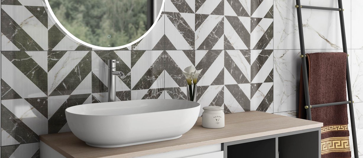 Paloma Black and White tiles Modern style Bathroom Tiles