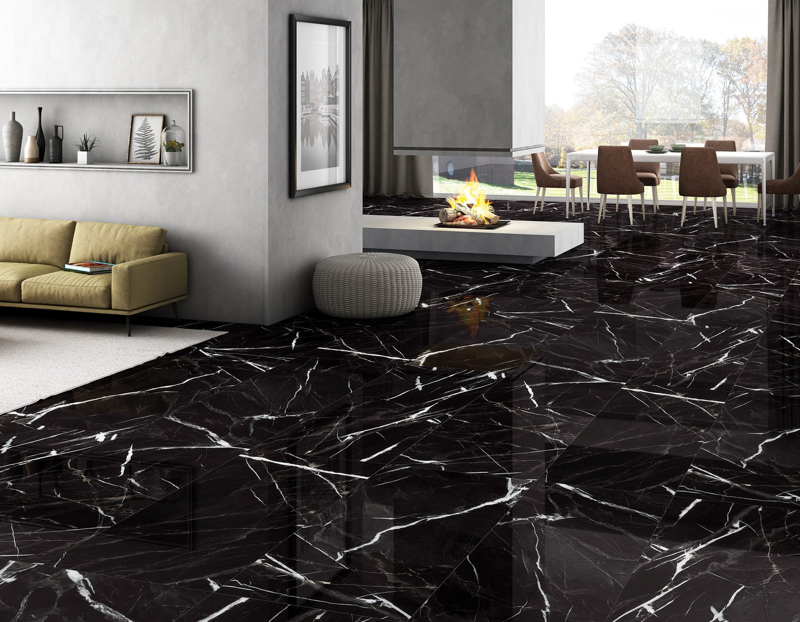 paradise Black tiles Modern style Living room Tiles
