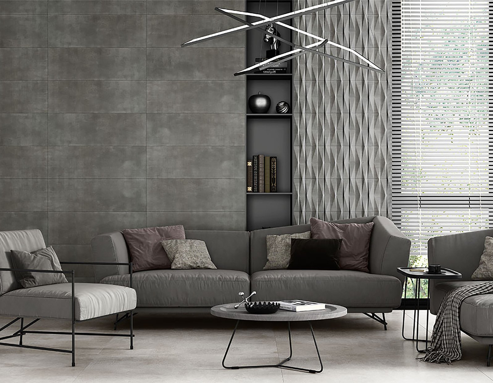 sandstone Grey tiles Modern style Living room Tiles