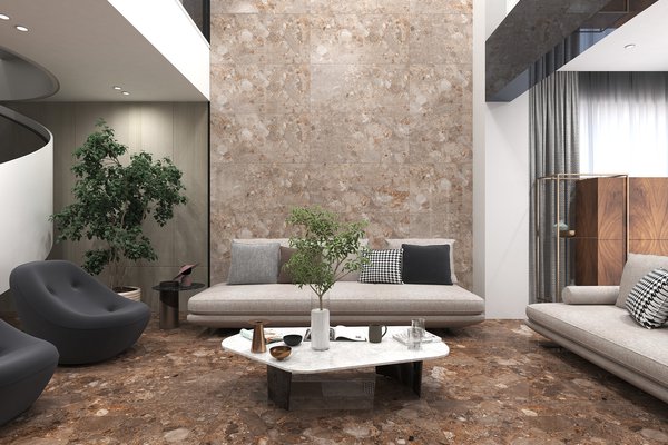 terra Beige tiles Modern style Living room Tiles