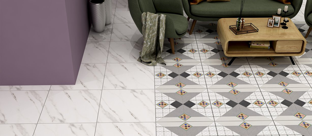 trinity Grey tiles Modern style Living room Tiles